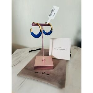 Alexis Bittar Retro Memphis 14K Yellow Goldplated Half-Hoop Earrings, Blue, NWT